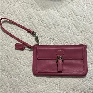 Coach Pink Leather Wristlet
